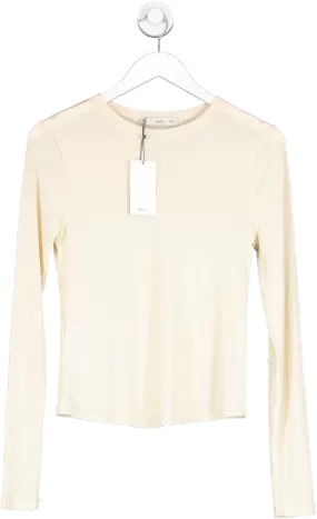 MANGO Cream Ribbed Knit T-shirt BNWT UK L