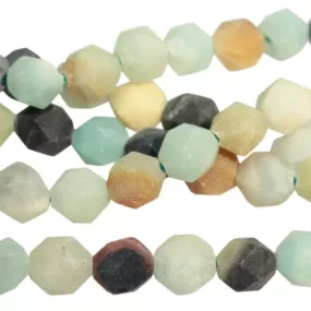 MATTE Black Gold Amazonite 8mm Star Cut Round - 15-16 Inch