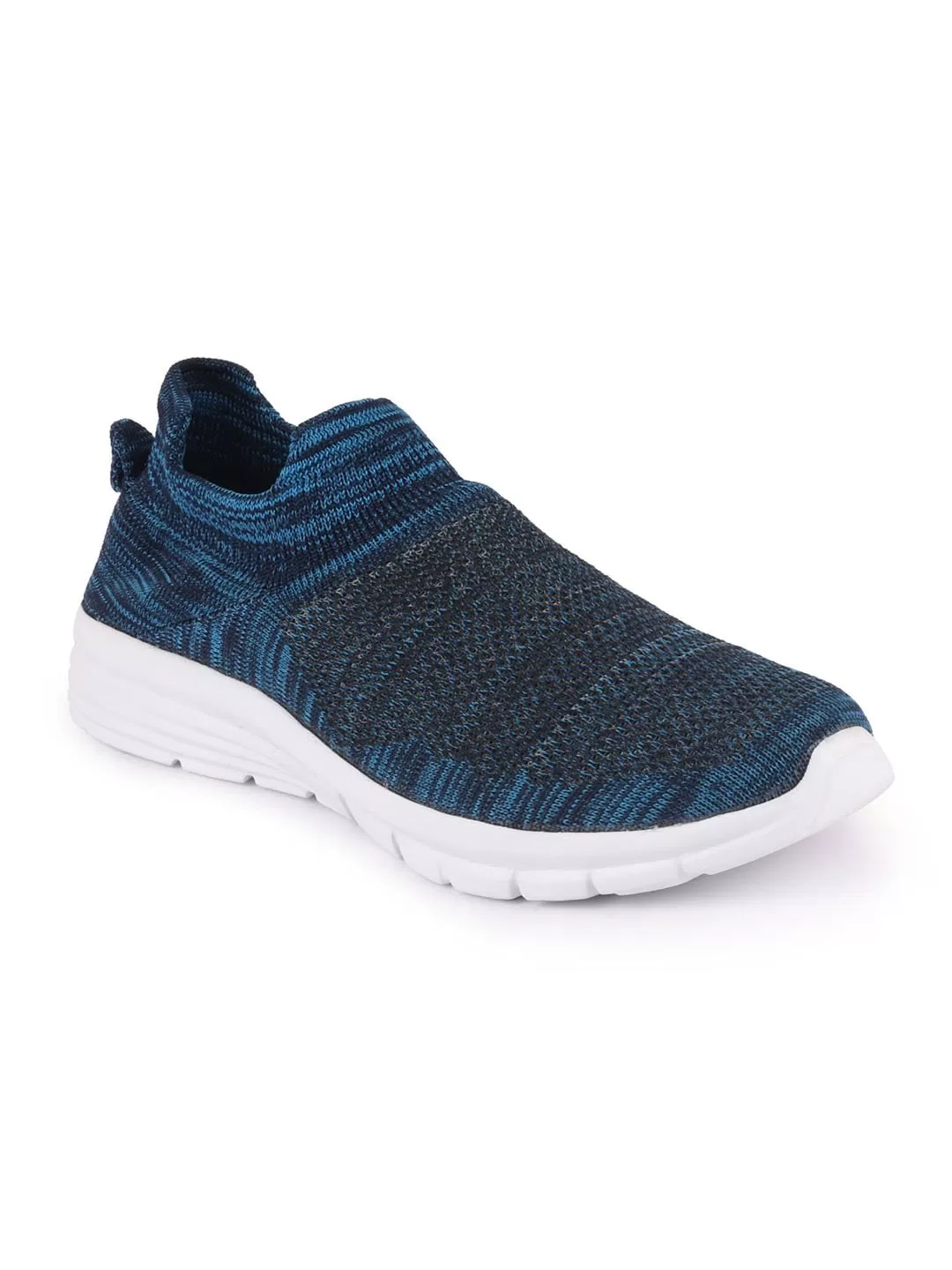 Men Blue Knitted Sports Walking Shoes