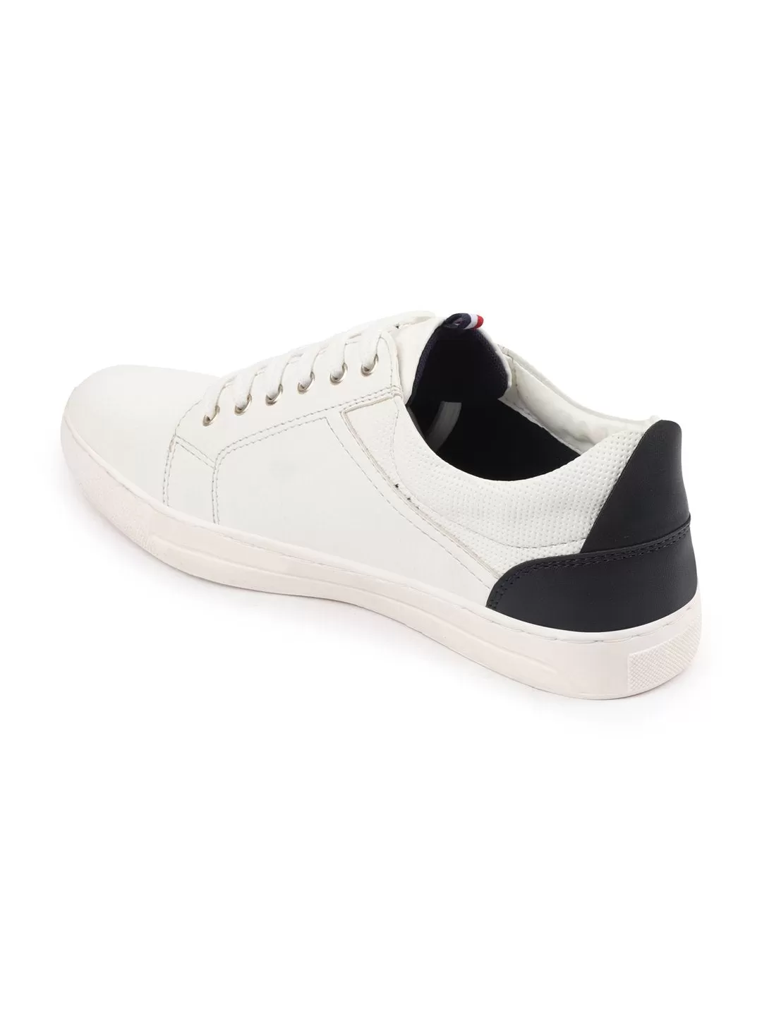 Men White/Navy Classic Lace Up Sneakers