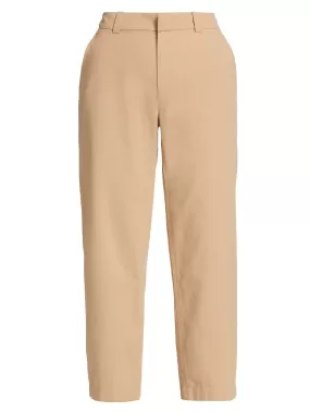 Mid Rise Washed Cotton Crop Pant