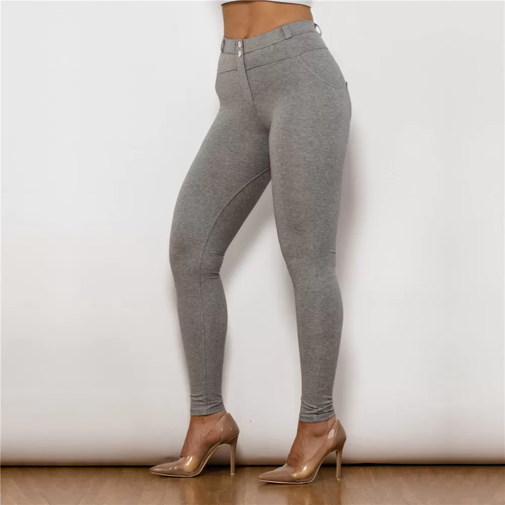 Middle Waist Grey Knitted Leggings