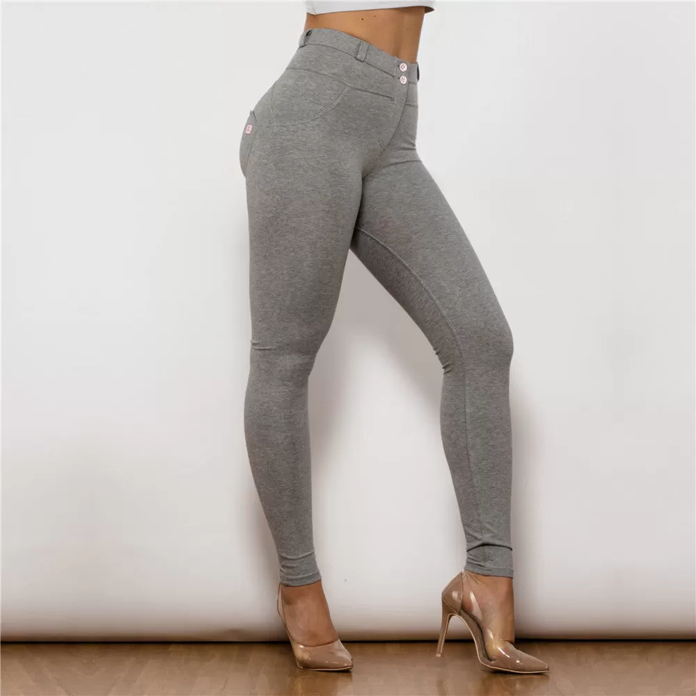 Middle Waist Grey Knitted Leggings