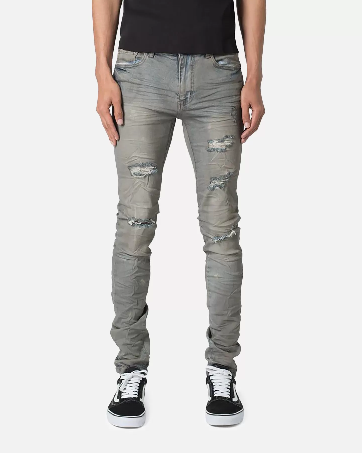 MNML X607 Paint Skinny Denim Jeans Blue