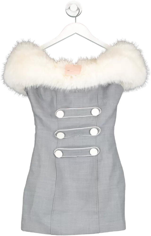 Nana Jacqueline Grey Lana Fur Lined Dress UK S