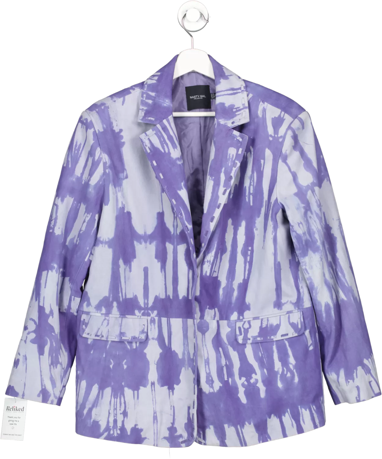 Nasty Gal Blue Real Suede Tie Dye Blazer UK 6