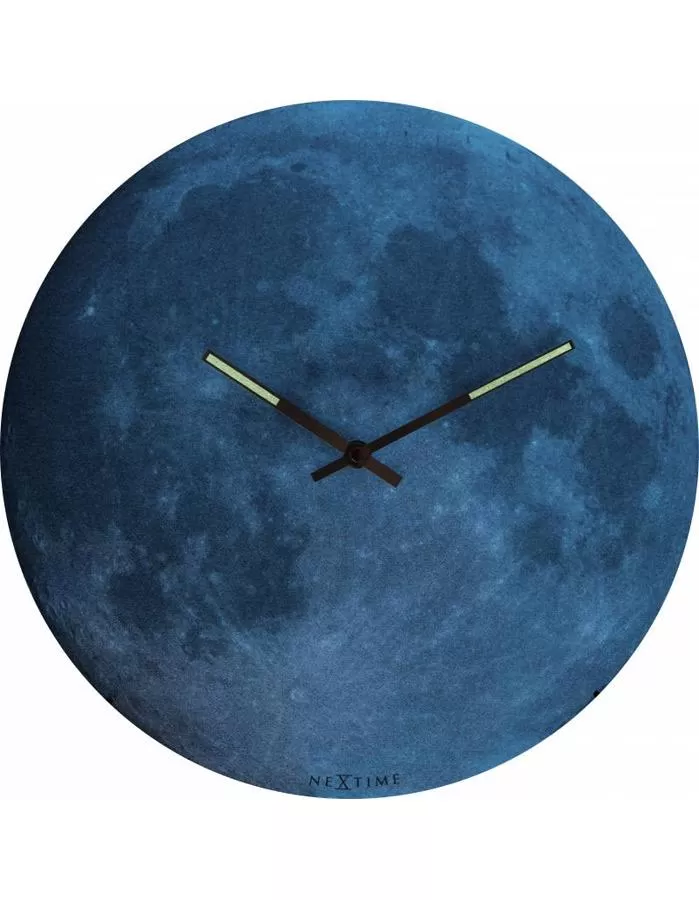 NeXtime Blue Moon Dome Glass Glow in the Dark Wall Clock - 13.75in