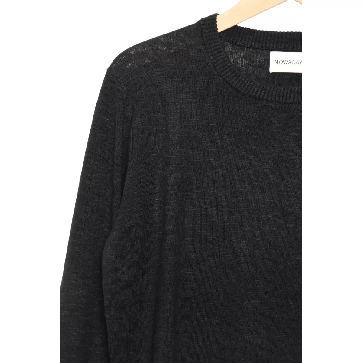 Nowadays Linen Crew Sweater beauty black