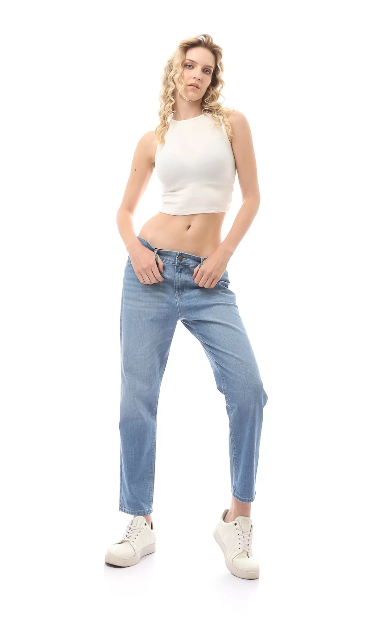 O168639 Comfortable Light Blue Regular Fit Jeans