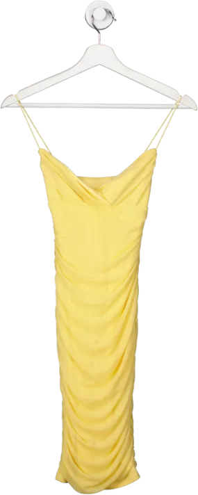 Oh Polly Yellow Strappy Ruched Mini Dress UK 6