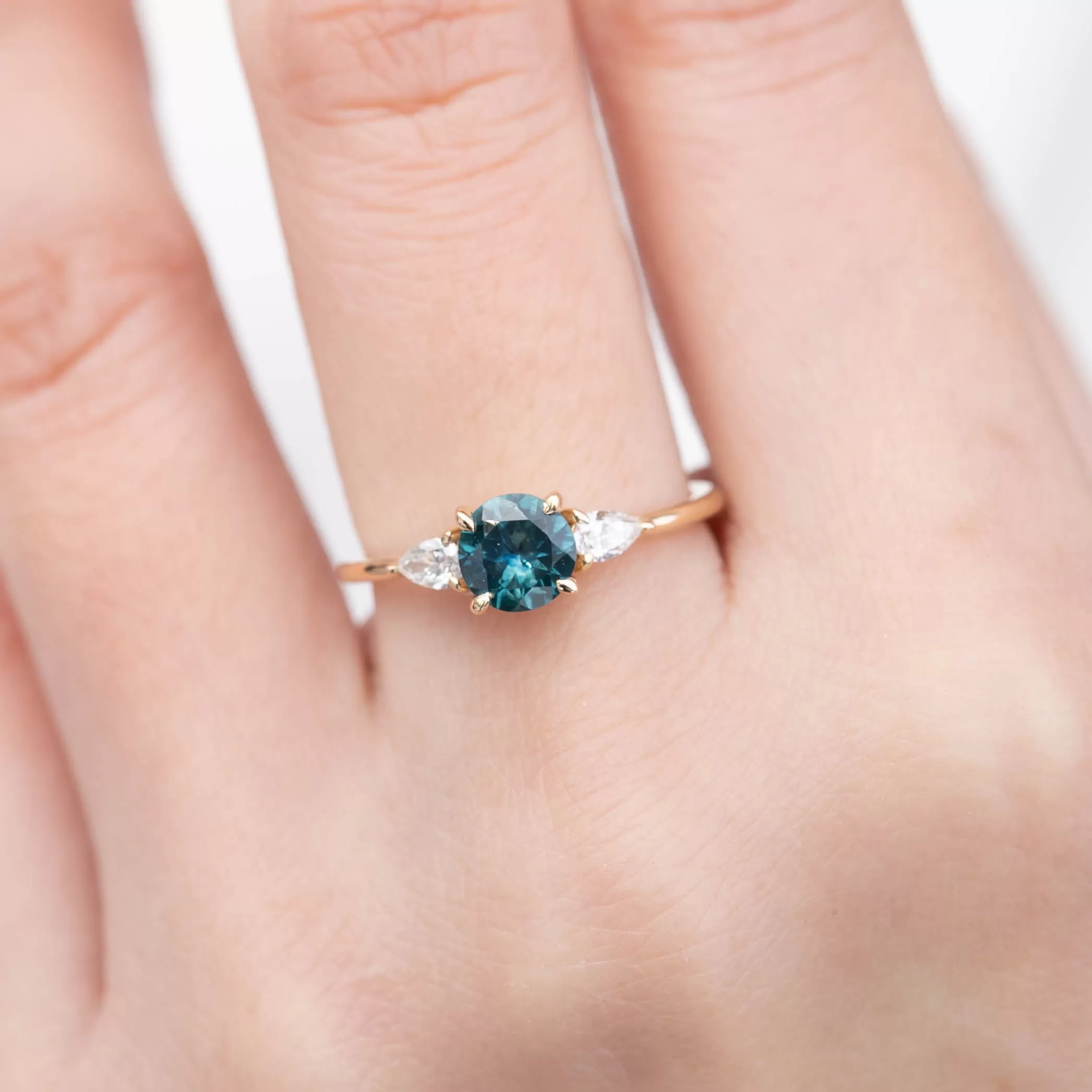 Olivia Ring - 1.01ct Peacock Green Montana Sapphire (One of a kind)