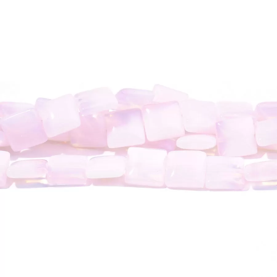 Opalite Pink (Synthetic) 10mm Puff Square - Limited Editions - 15-16 inch