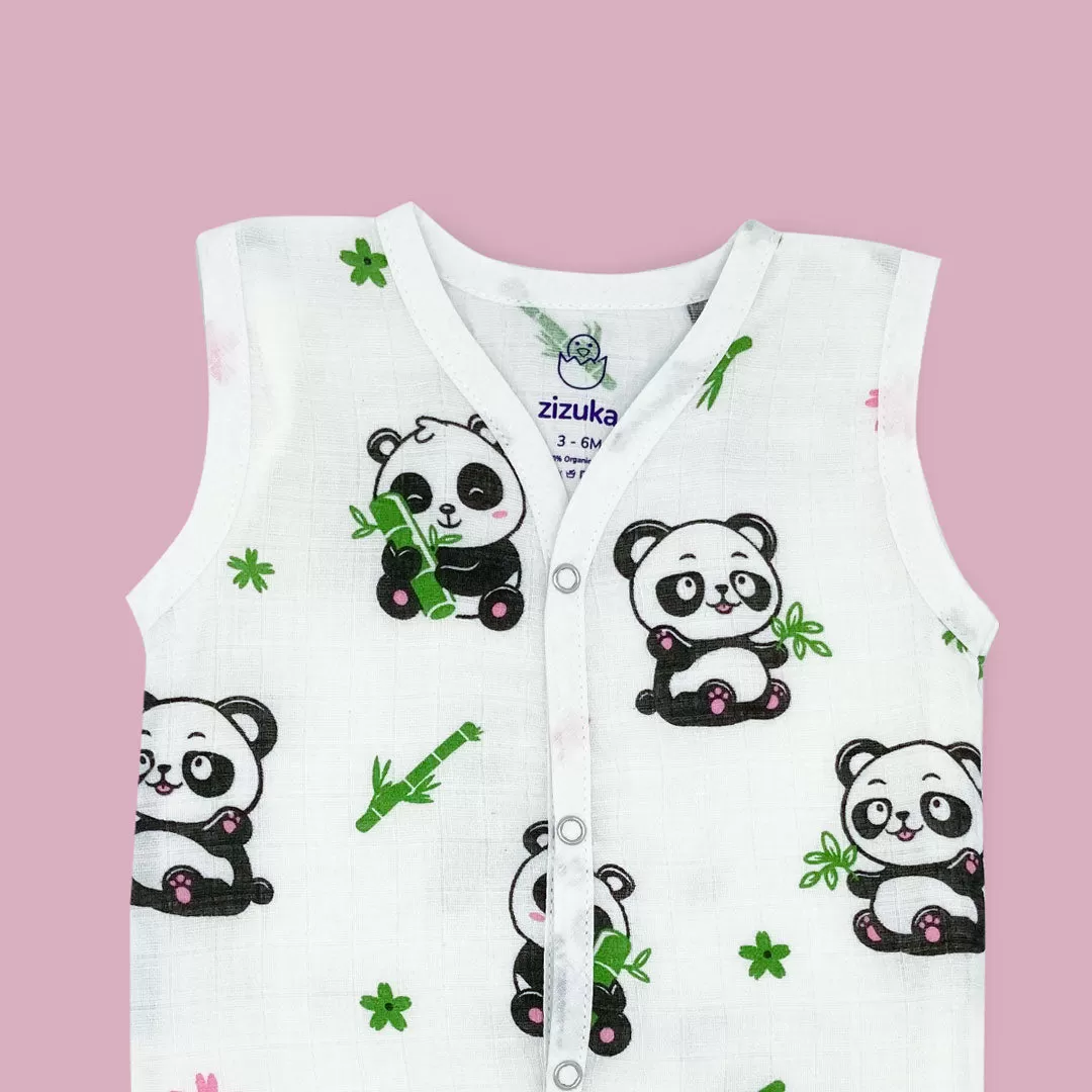 Organic Cotton Muslin Jabla - Baby Panda