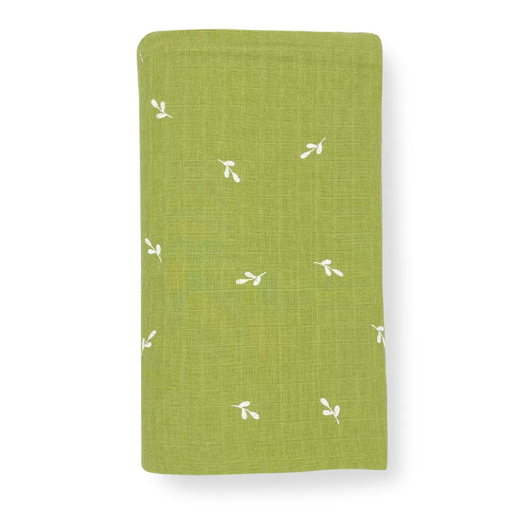 Organic Cotton Muslin Swaddle/Blanket  -Solid Olive Green Towel