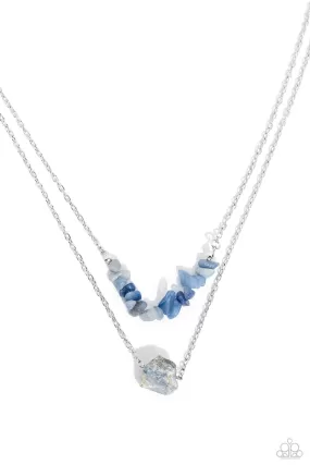 Paparazzi Chiseled Caliber Blue Necklace & Earring Set