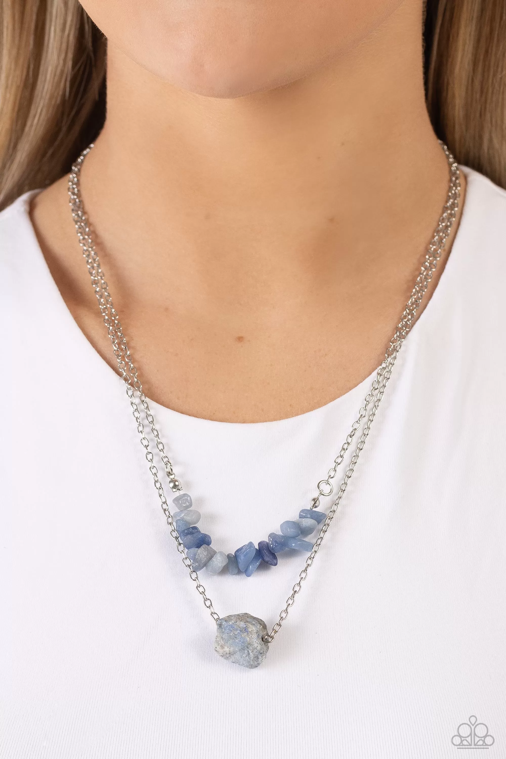 Paparazzi Chiseled Caliber Blue Necklace & Earring Set