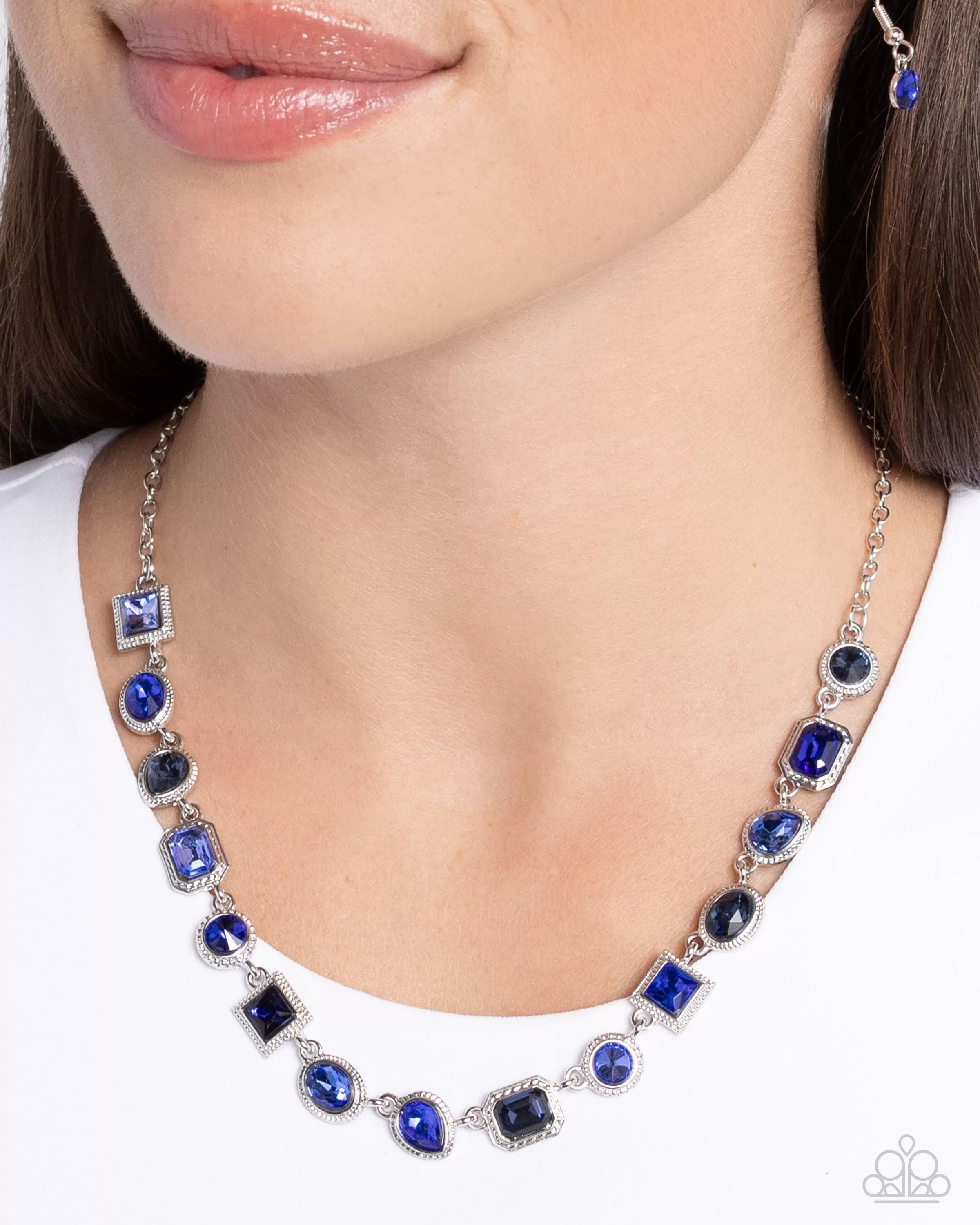 Paparazzi PREORDER Gallery Glam Blue Necklace & Earring Set