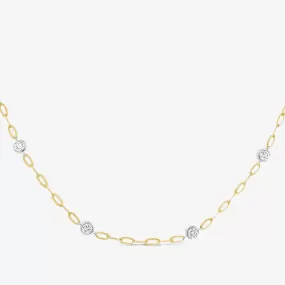 Paperclip 1.10CT 8 Diamonds By The Yard 2 Tone Necklace