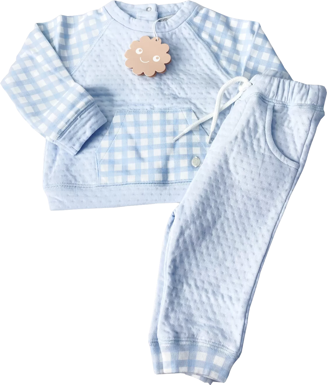 Patachou Blue Check Jersey 2-piece Set BNWT 1 y