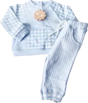 Patachou Blue Check Jersey 2-piece Set BNWT 1 y