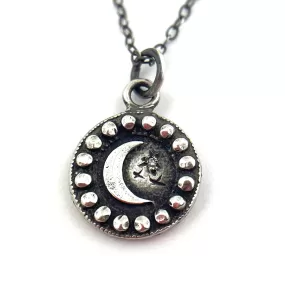 Petite MOON Necklace - Silver with White Diamond