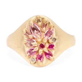 Pink Lotus Signet Ring - Size 6 - 11571