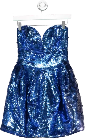 Pinko Blue Sweetheart Sequin Minidress UK 8