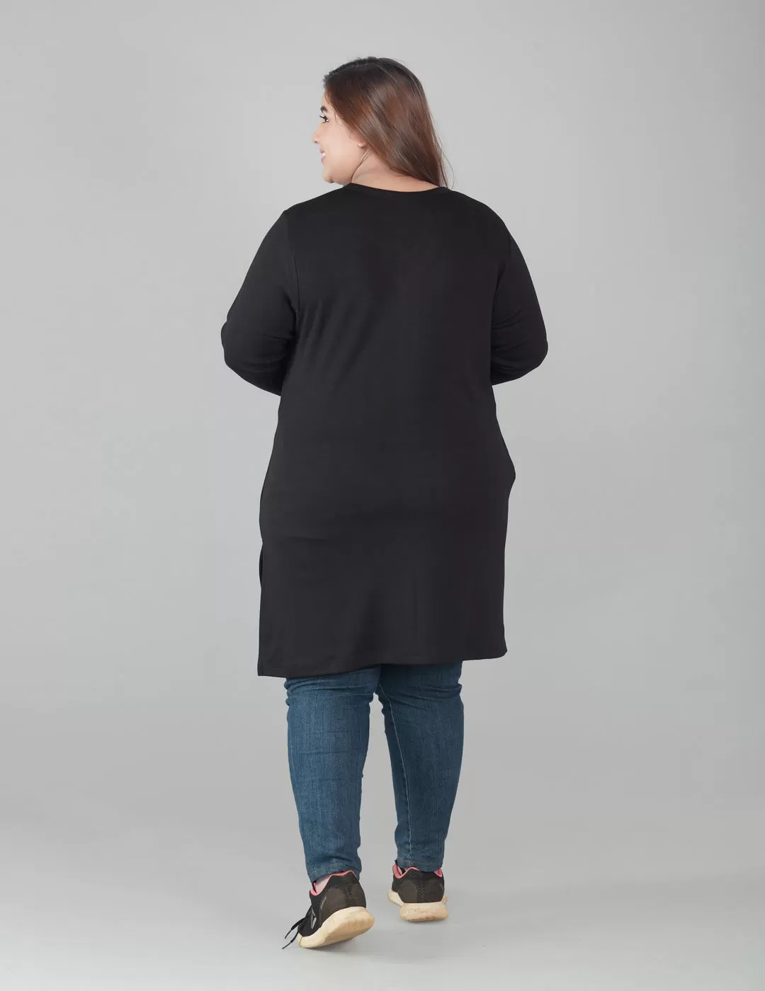 Plus Size Full Sleeves Long Tops For Women - Pack of 2 (Black & Olive Green)