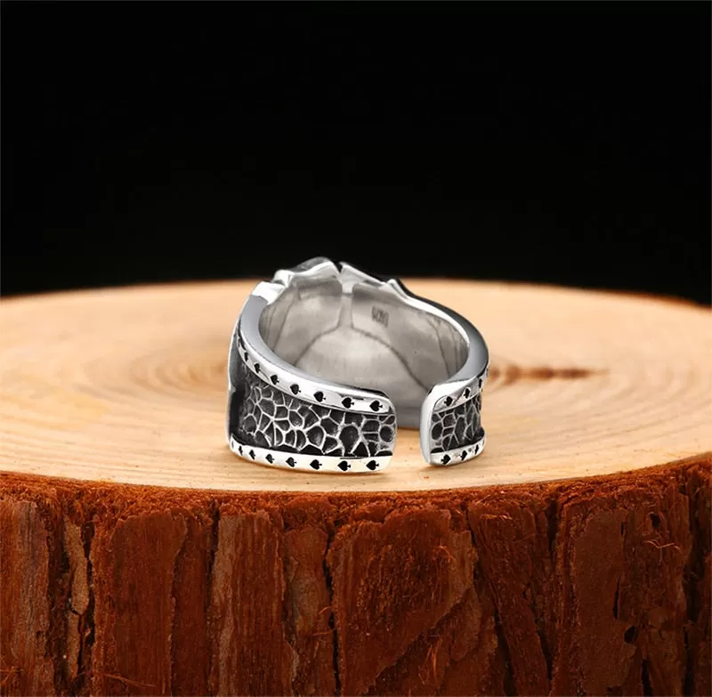 Poker Cards 925 Sterling Silver Adjustable Punk Rock Ring