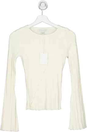 PRETTY LAVISH Cream Eden Cut Out Button Knit Top UK XS