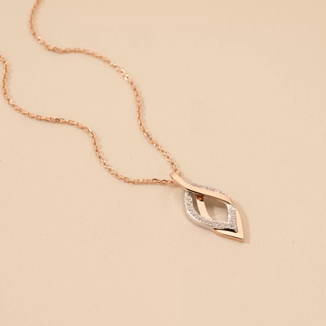 Rose-Tone Sterling Silver Infinity Teardrop Pendant