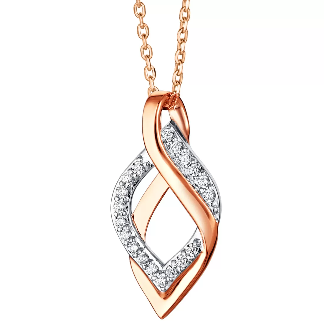 Rose-Tone Sterling Silver Infinity Teardrop Pendant