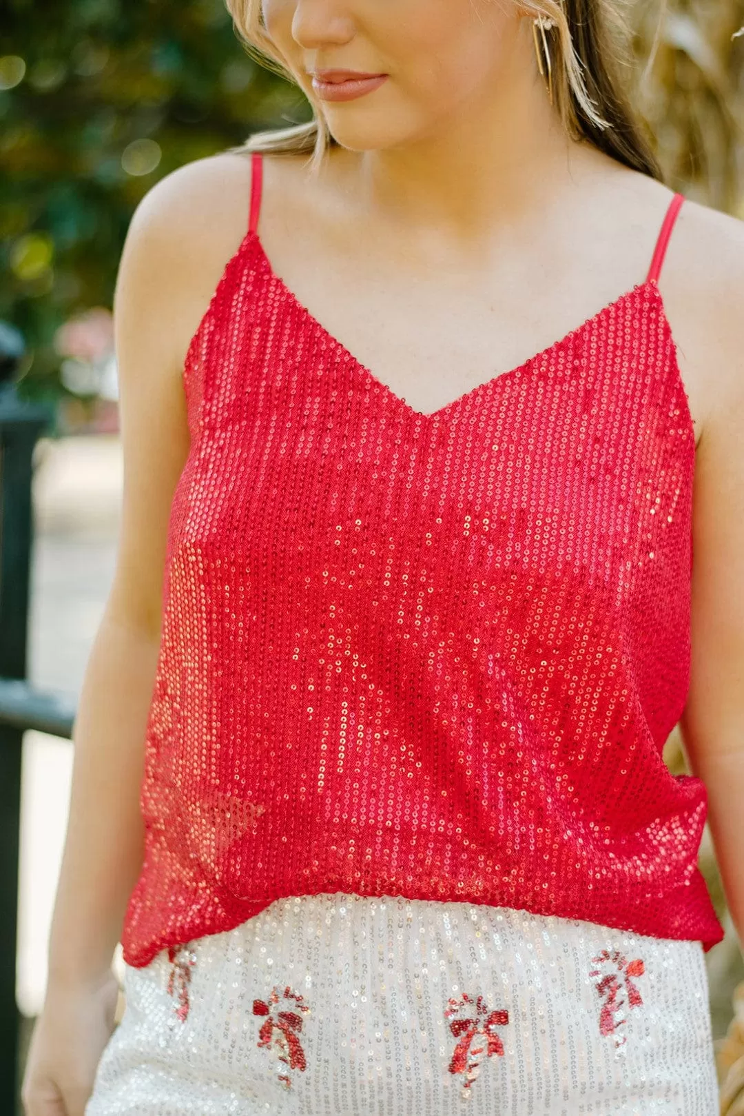 Ruby Red Sequin Sleeveless Cami