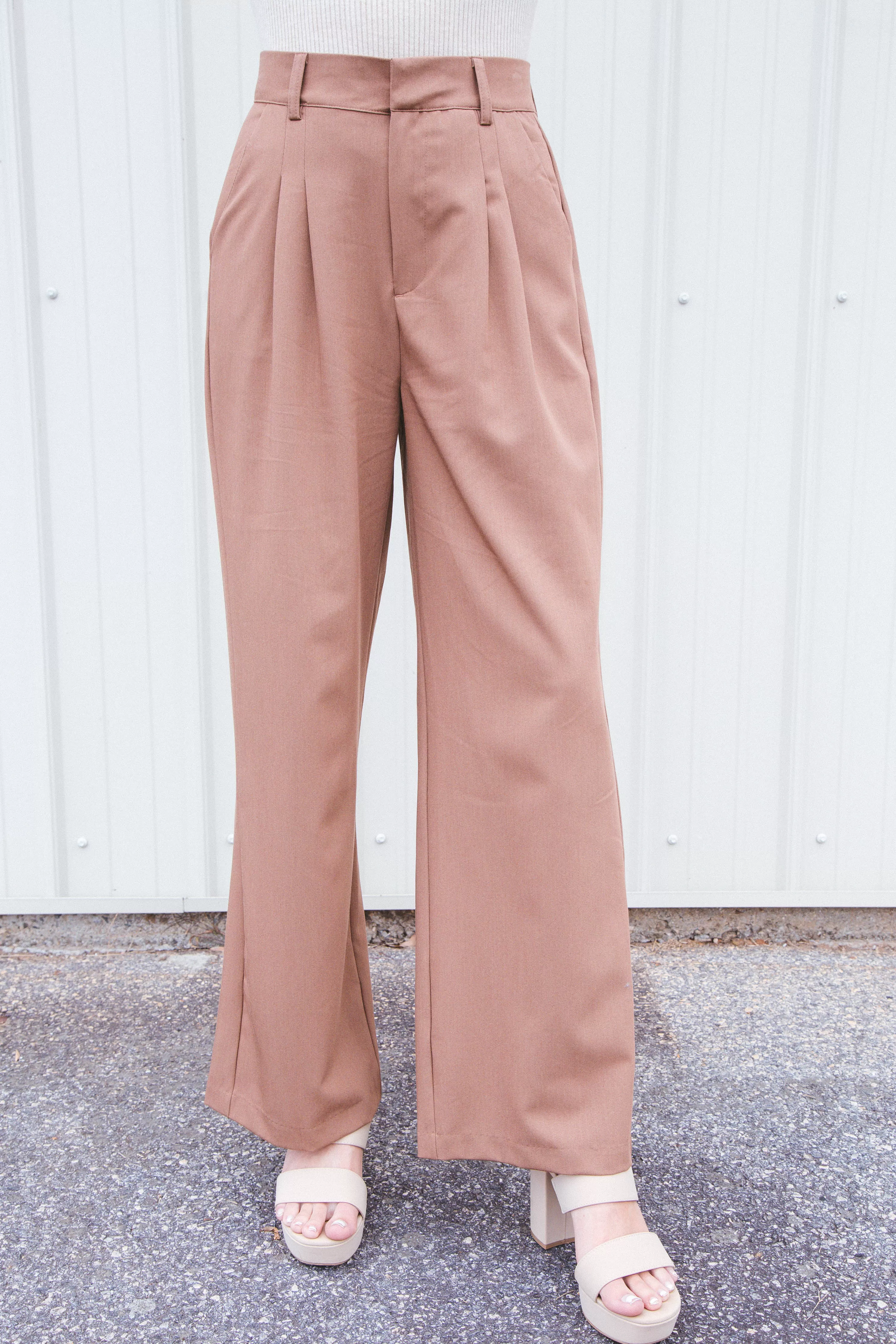 Ryann Wide Leg Pants, Pale Brown