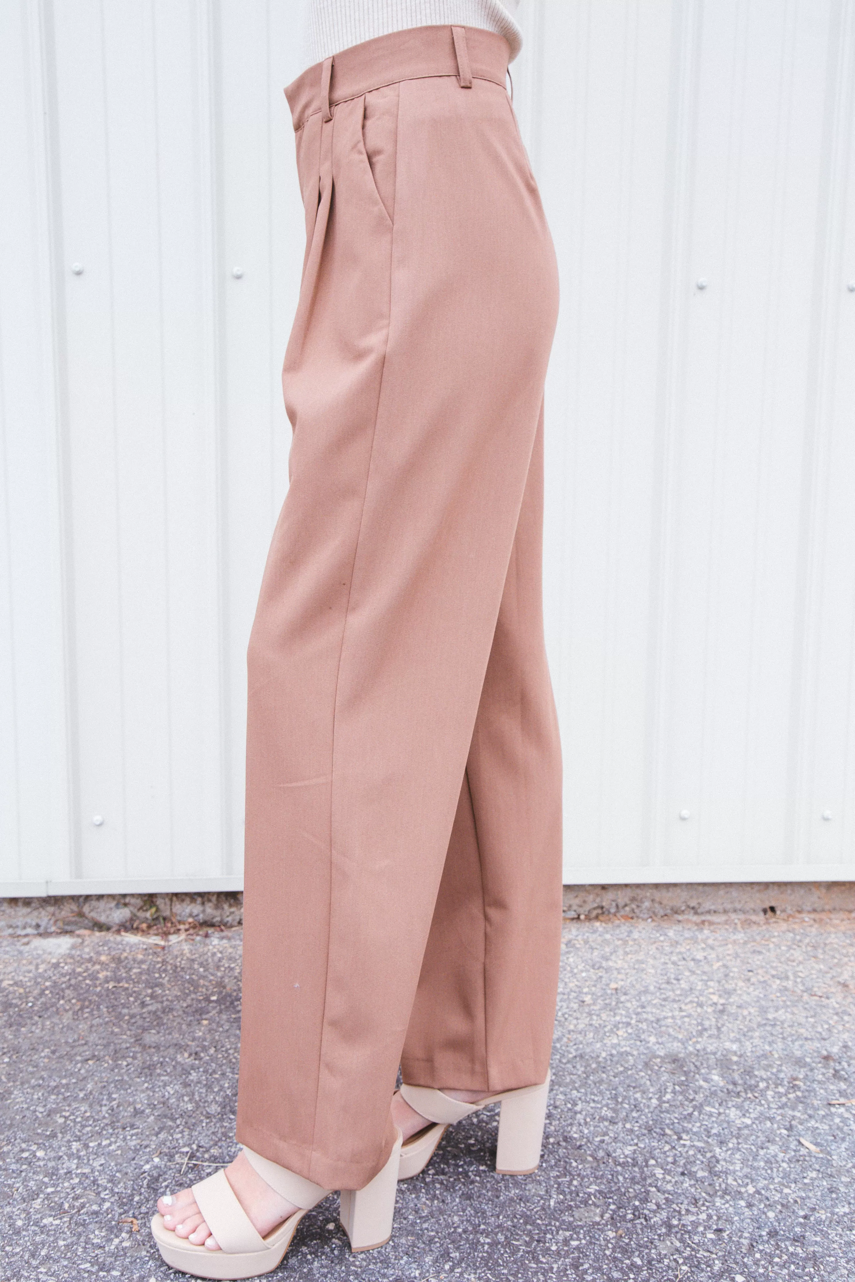 Ryann Wide Leg Pants, Pale Brown