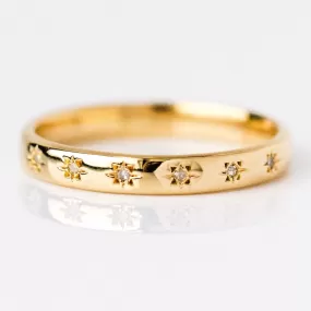 Simple Star Set Diamond Band