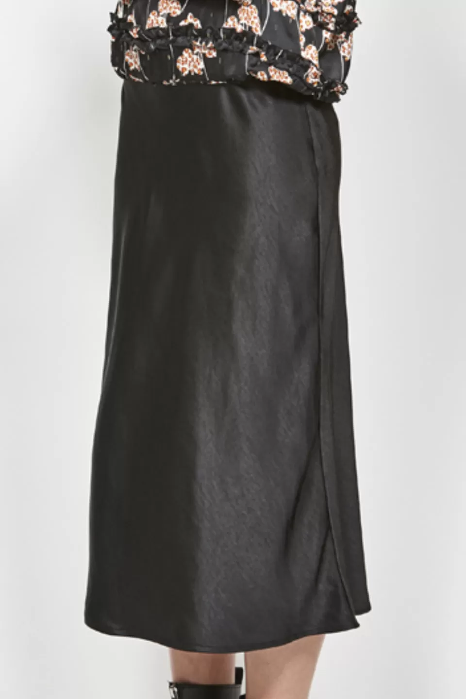 Slink Black Satin Bias Cut Midi Skirt