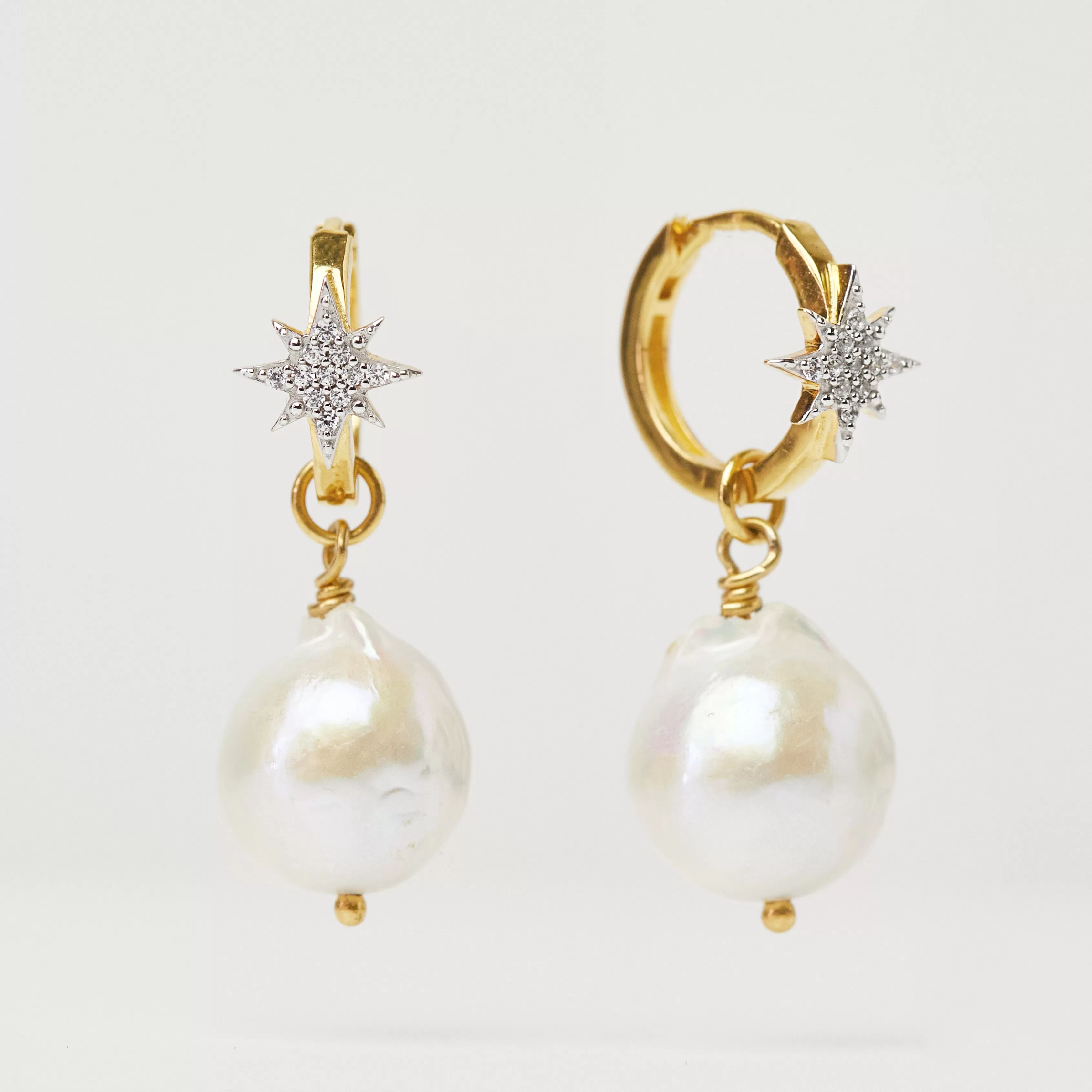 Starburst Baroque Pearl Drop Earrings