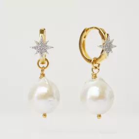 Starburst Baroque Pearl Drop Earrings