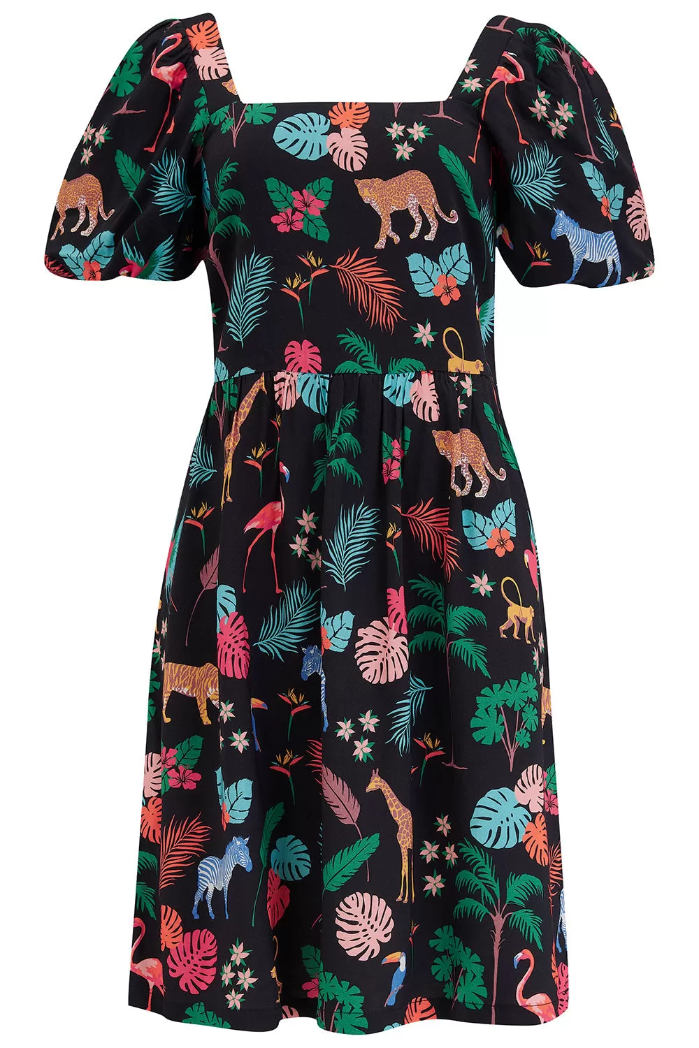 Sugarhill Brighton Lilou Black Tropical Safari Short Dress