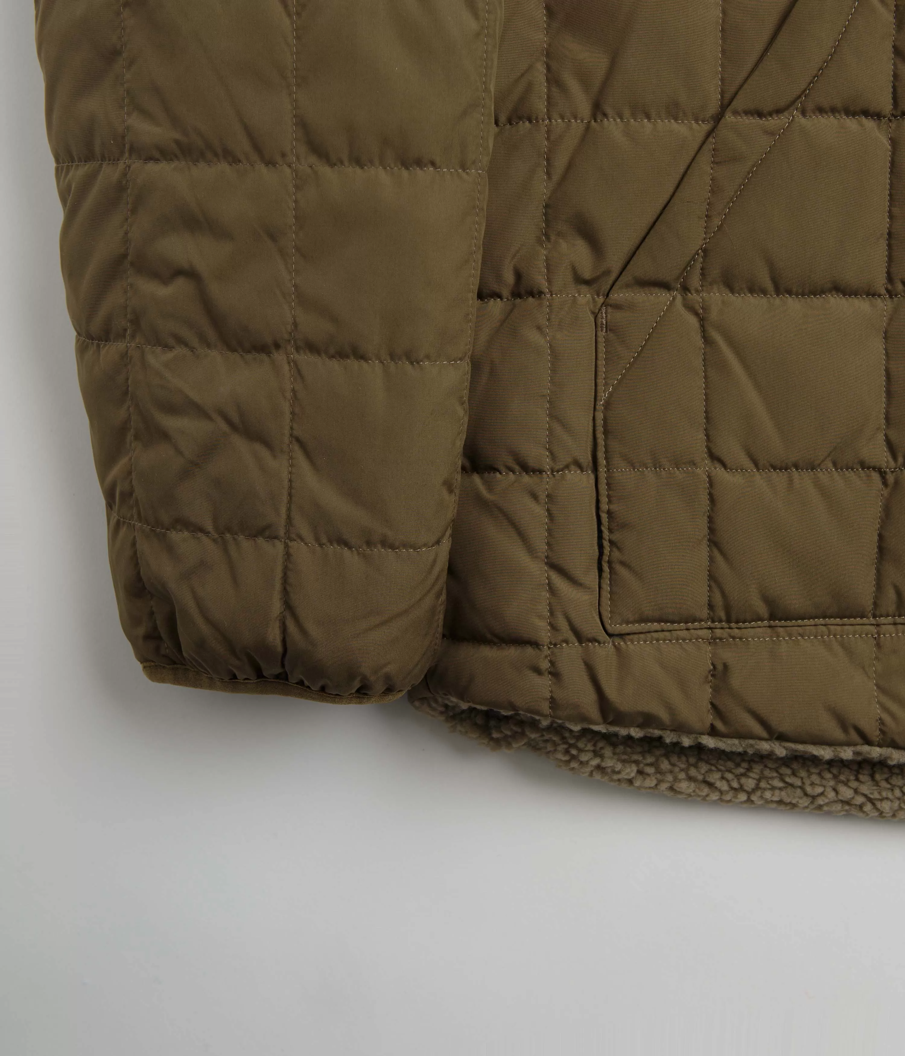 Taion Reversible Down Hooded Jacket - Olive / Camel / Beige