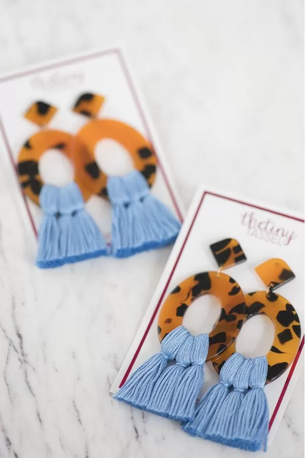 The Bennett Tassel Earring in Cornflower Blue