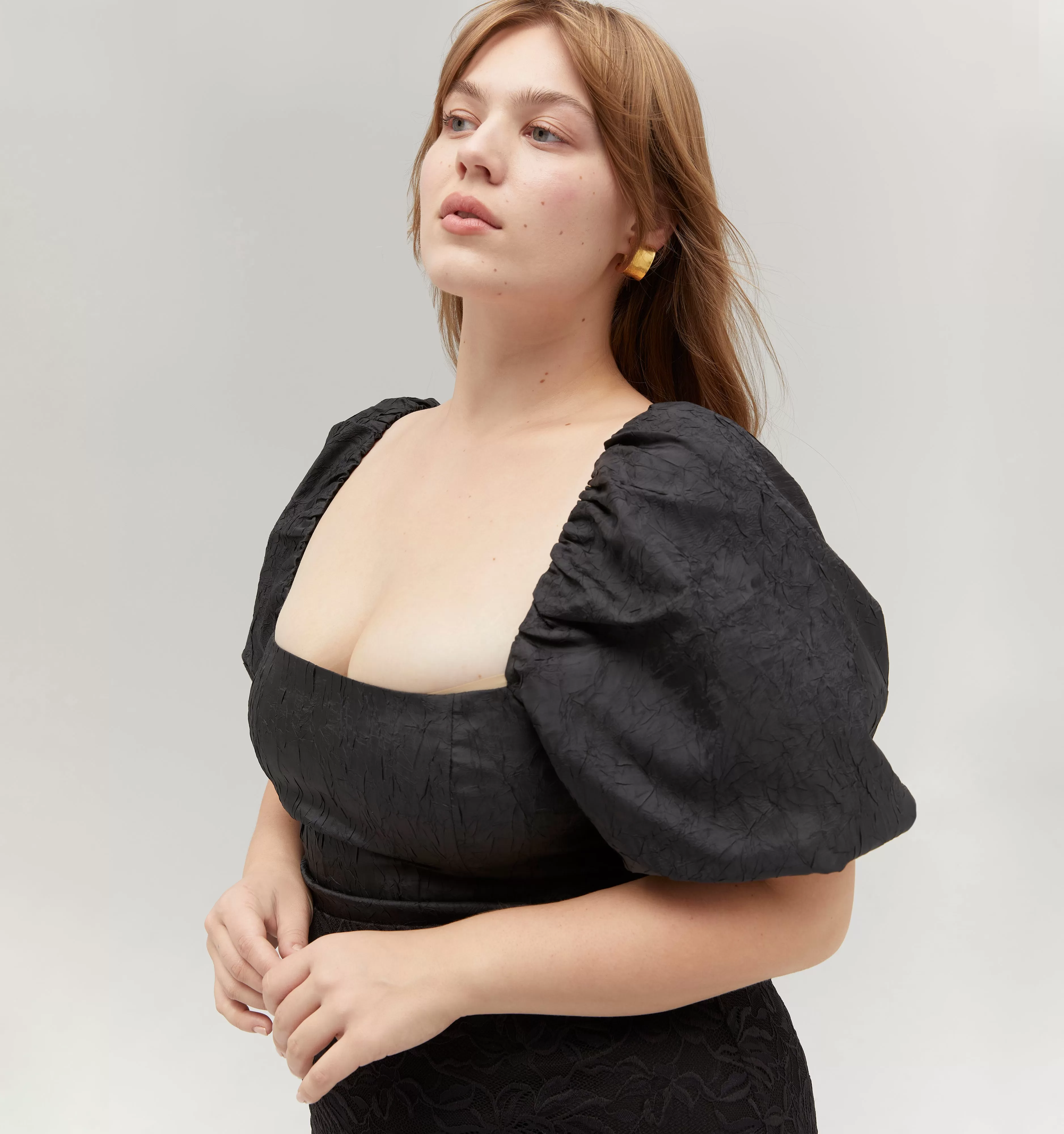 The Matilda Top - Black Crushed Taffeta