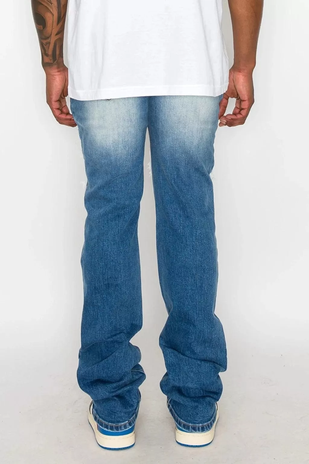 Through It Ripped Skinny Flared Jeans - Blue