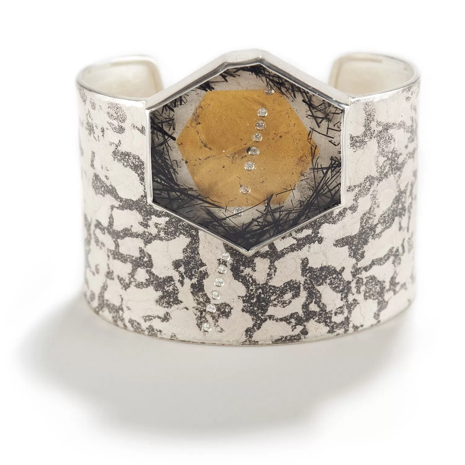 Tourmalated Quartz & Diamond Bracelet