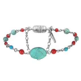 Turquoise and Coral Bead Bracelet by Satellite Paris