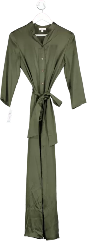 Valle   Vik Green Silk Shirt Dress UK S