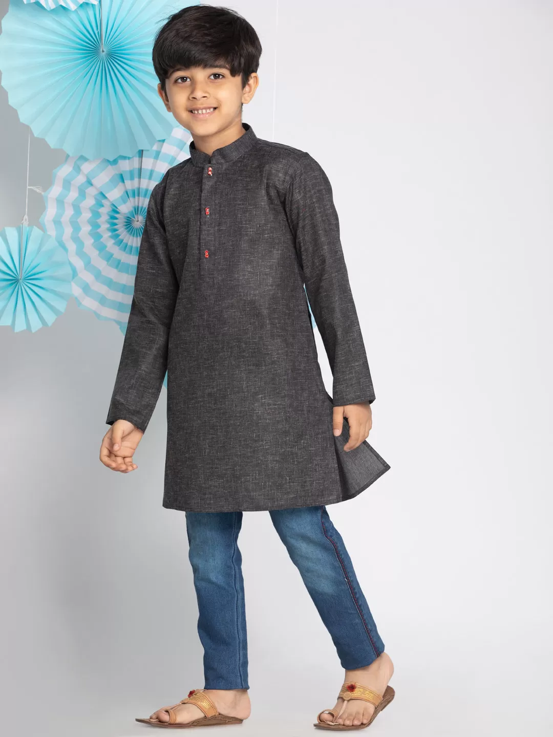 Vastramay Black Color Baap Beta Kurta Set