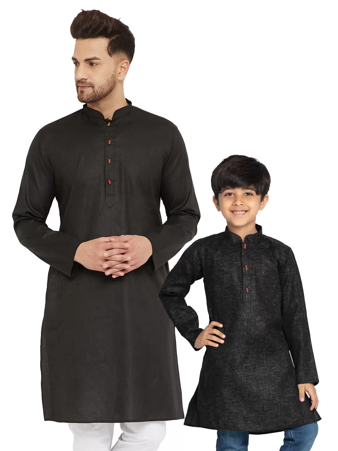 Vastramay Black Color Baap Beta Kurta Set