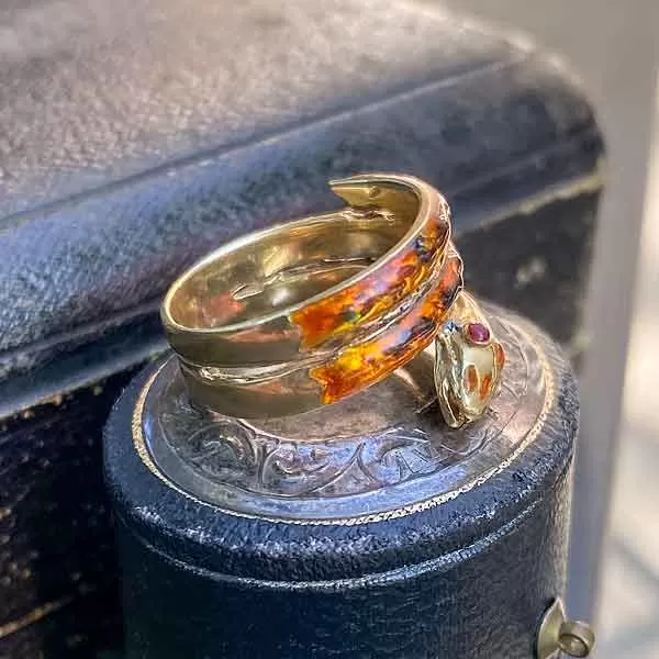 Vintage Enamel Snake Ring